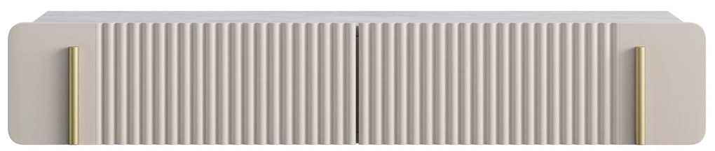 Toaletka Malmi 100 cm wisząca z szufladami - kaszmir / crema bianca / złoty