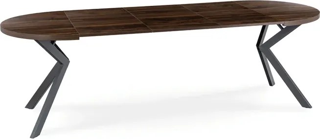 Stół Okrągły Rozkładany LUKAS 100-250 cm Orzech/Czarny Loft