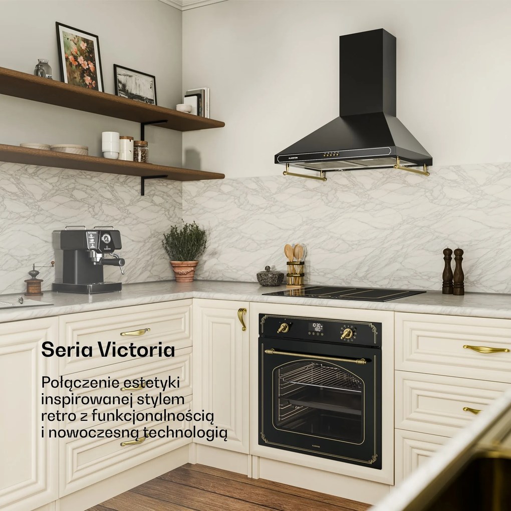 Klarstein Victoria 60cm 76L Piekarnik Retro do Zabudowy​ Czarny
