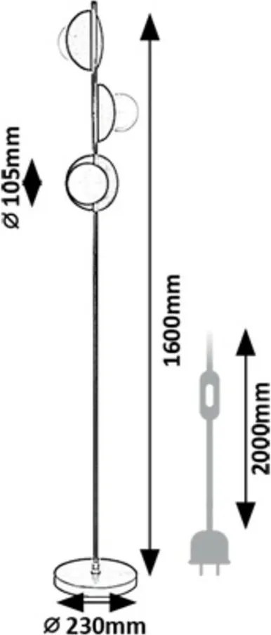 Rabalux 74223 designerska lampa podłogowa Jules, G9, 3x maks. 5W, IP20
