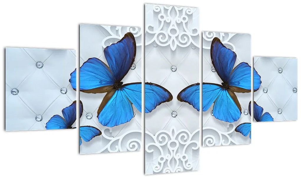 Obraz - Niebieskie motyle (125x70 cm)