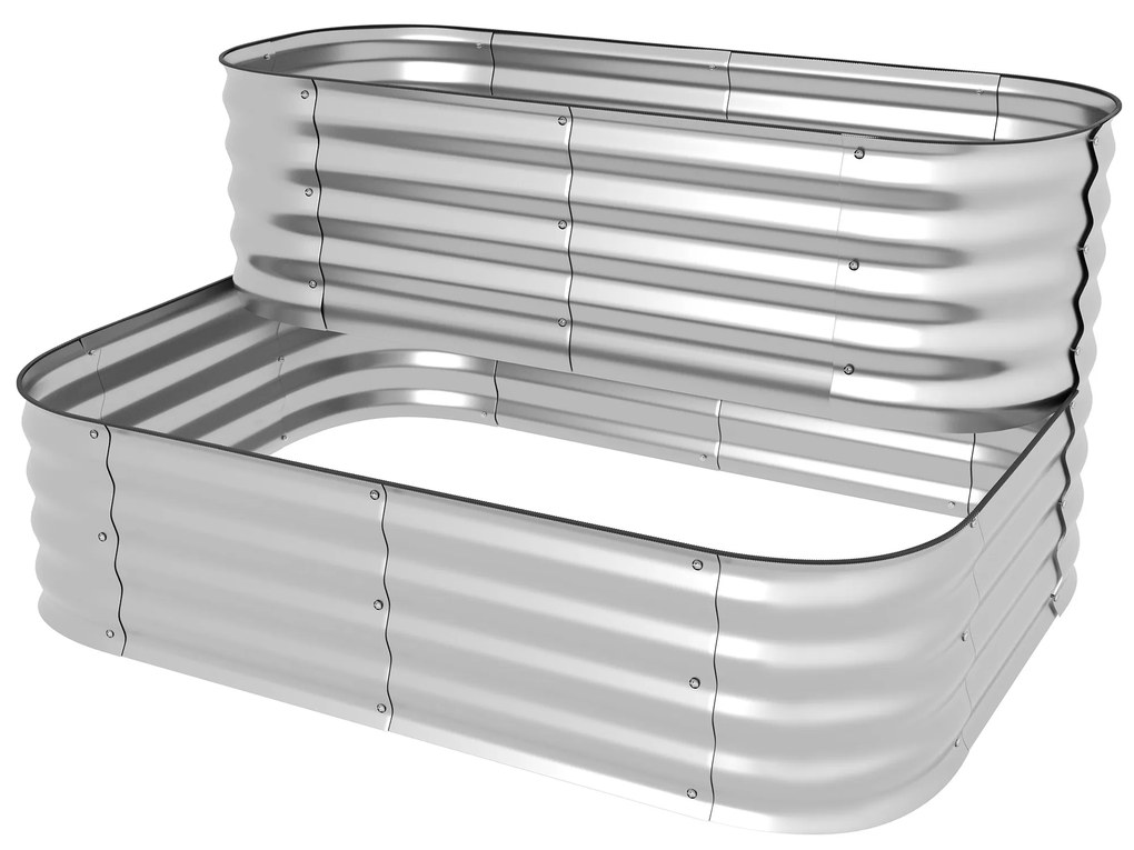 Outsunny Grzadka na ziolowe z Metalu, 2 Poziomy, odporna na wszystkie warunki atmosferyczne, otwarte dno, 120 x 90 x 30cm, Kolor: Srebrny
