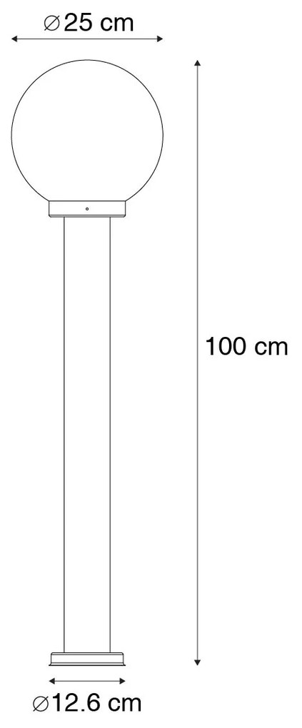 Zewnetrzna Stojąca lampa zewnętrzna czarna z przezroczystą kulą 100 cm IP44 - Sfera Nowoczesny Oswietlenie zewnetrzne