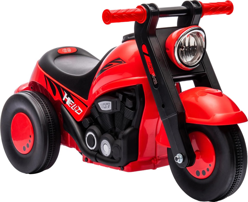 AIYAPLAY Pojazd na biegunach, Motocyklowy design, Muzyka i bańki mydlane, dla dzieci 2-5 lat, Czerwony