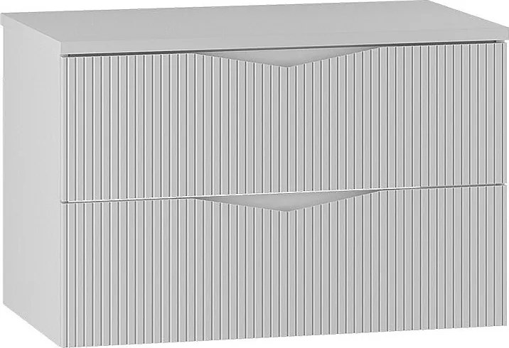 Biały Zestaw do Łazienki 80cm Szafka z Blatem Ryflowane Fornty Cleo