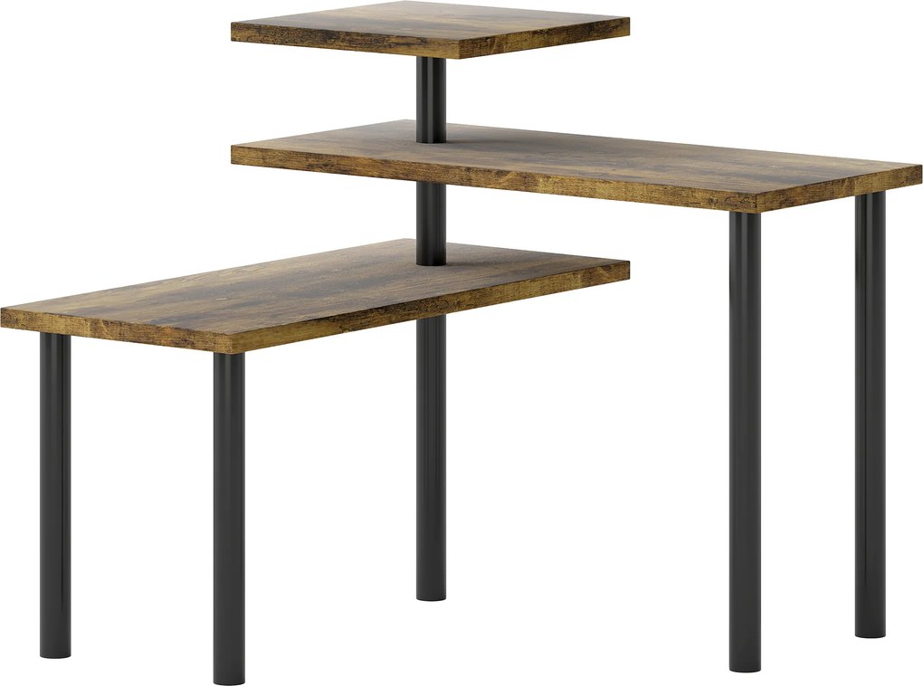 HOMCOM Regał kuchenny, Obracane regał na mikrofalówkę z 3 półkami, Industrialny regał metalowy, 40 x 18 x 36,5 cm