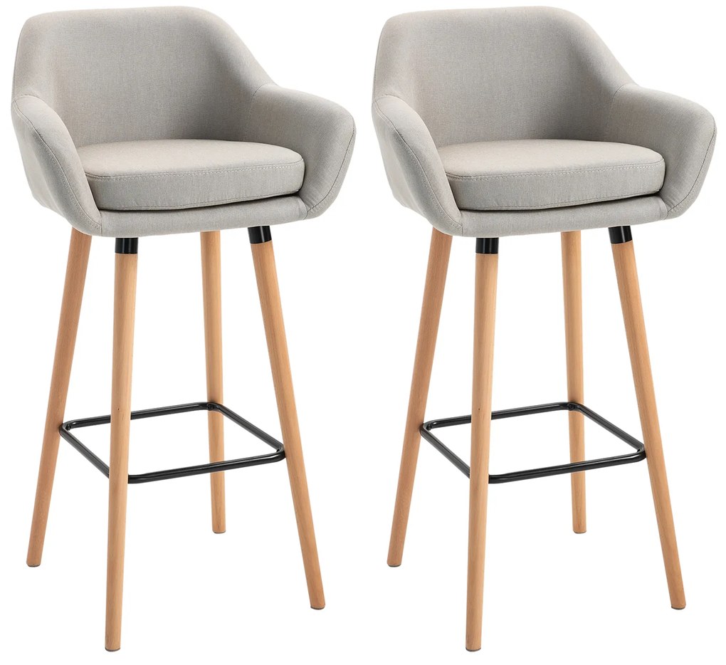 HOMCOM Hoker barowy z podnóżkiem Beżowy elegancki stołek barowy z oparciem | Aosom PL