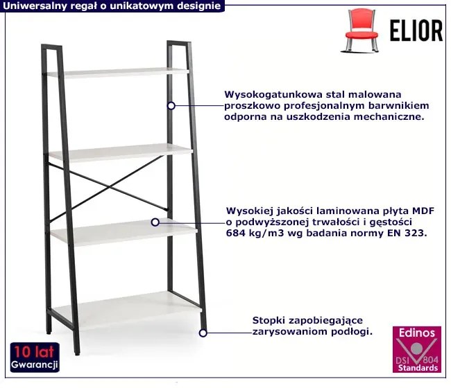 Metalowy otwarty regał w stylu loft czarny + biały T0-B01