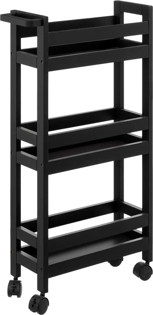 Bardzo wąski regał łazienkowy na kółkach, 3 półki, szer. 15 cm