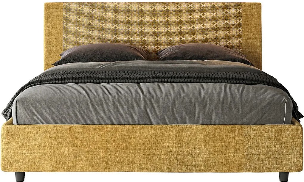 Łóżko bez stelaża tapicerowane 160x210 tkaniny Labirinto 06 Żółty Rosal