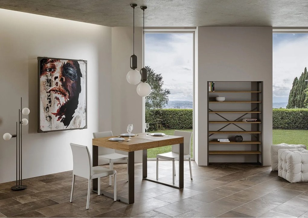 Stół rozkładany 140/244x90 cm Tecno Premium dąb naturalny nogi antracytowe