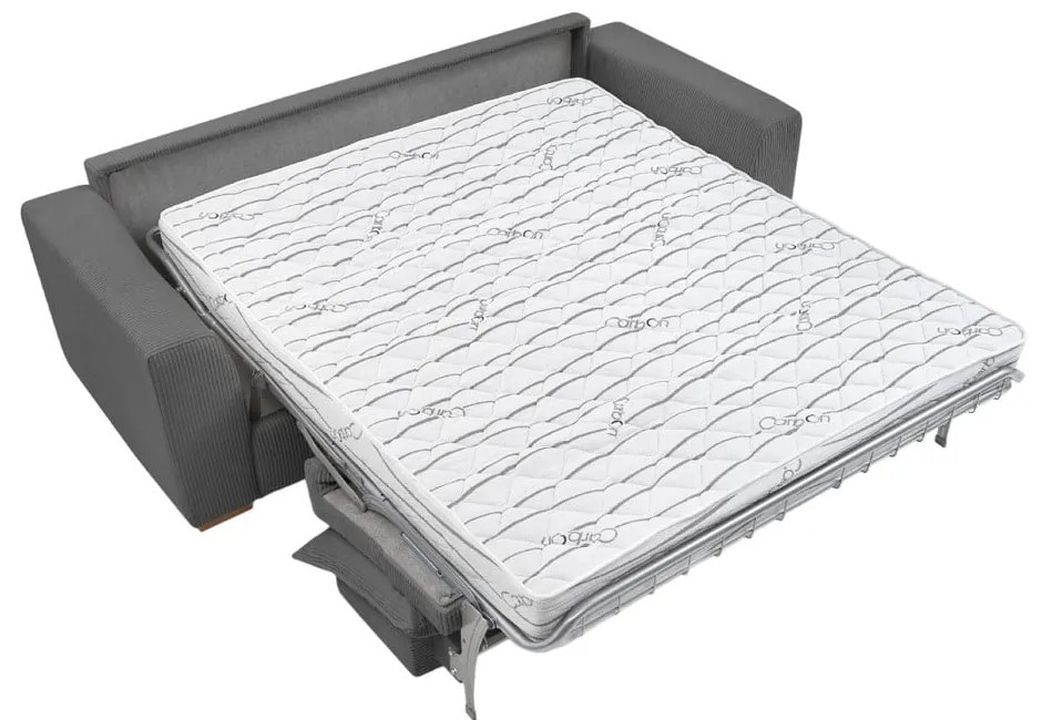 Szara sztruksowa rozkładana sofa 225 cm Augustin – Bobochic Paris