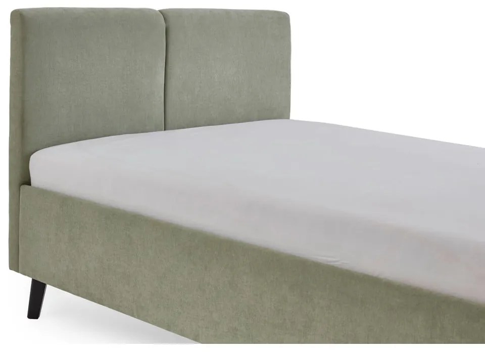 Jasnozielone tapicerowane łóżko dwuosobowe ze stelażem 140x200 cm Piano – Meise Möbel