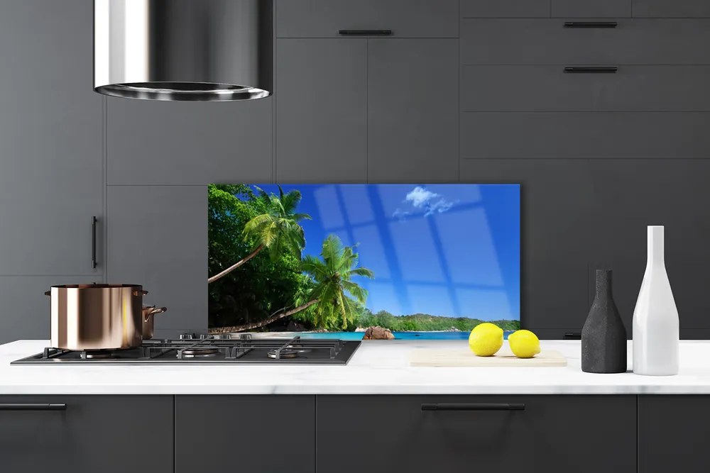 Panel Szklany do Kuchni Rajskie Wybrzeże Pod Palmami