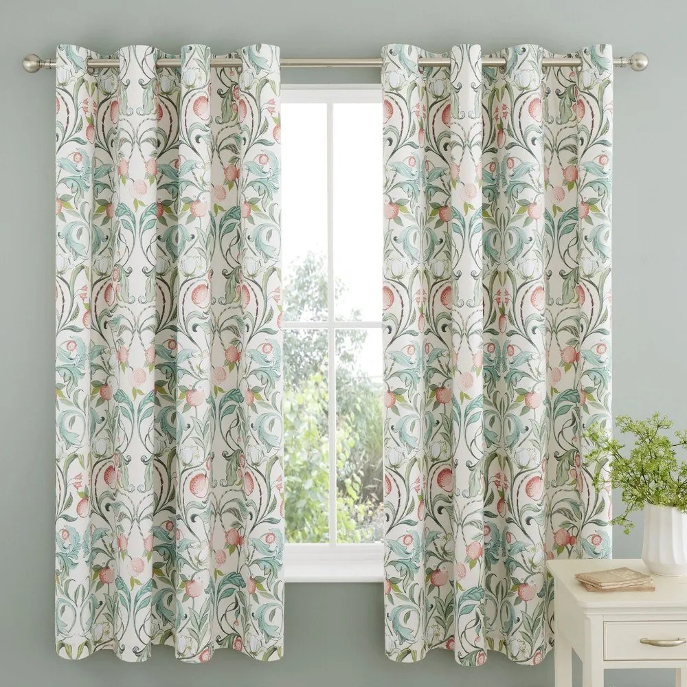 Zielono-różowe zasłony zestaw 2 szt. 168x183 cm Clarence Floral – Catherine Lansfield
