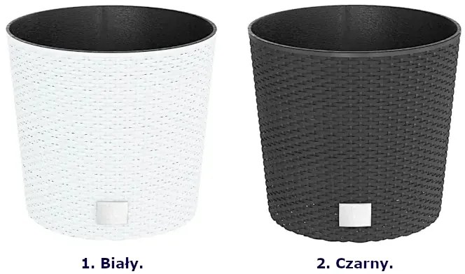 Antracytowa donica o wyglądzie rattanu K5-B46