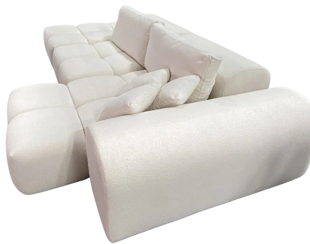Narożnik sofa modułowa narożna Morano tkanina Manza boucle jasny beż