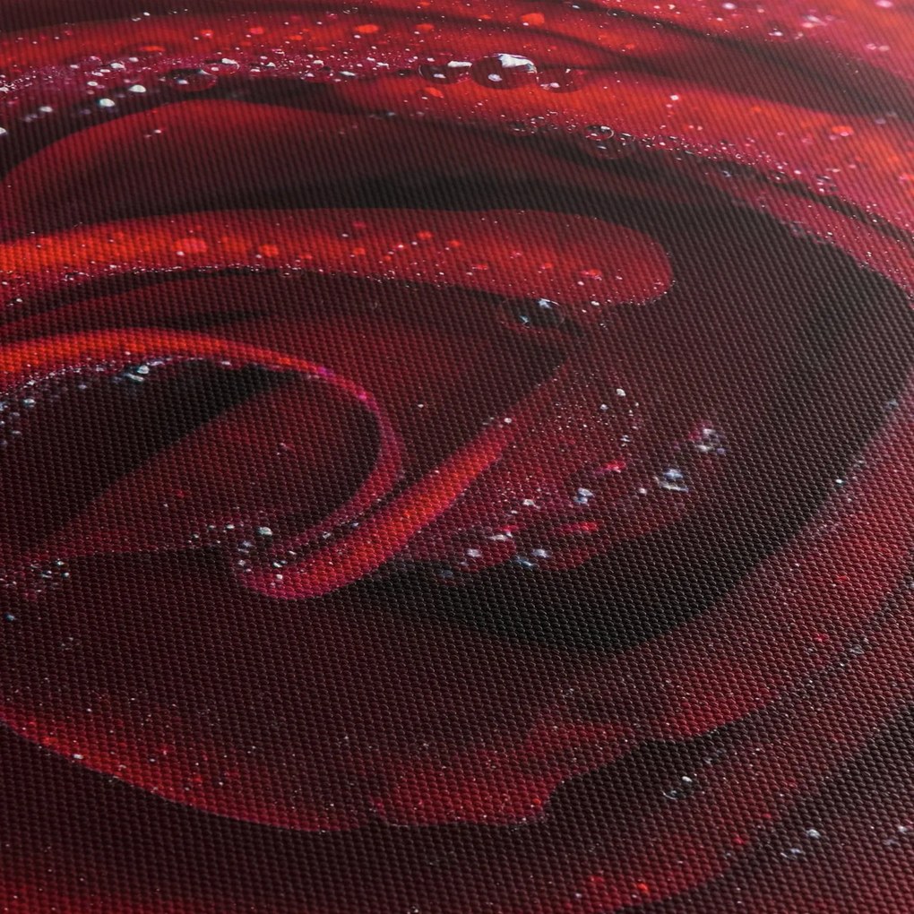 Obraz - Czerwona róża z kroplami rosy (70x50 cm)