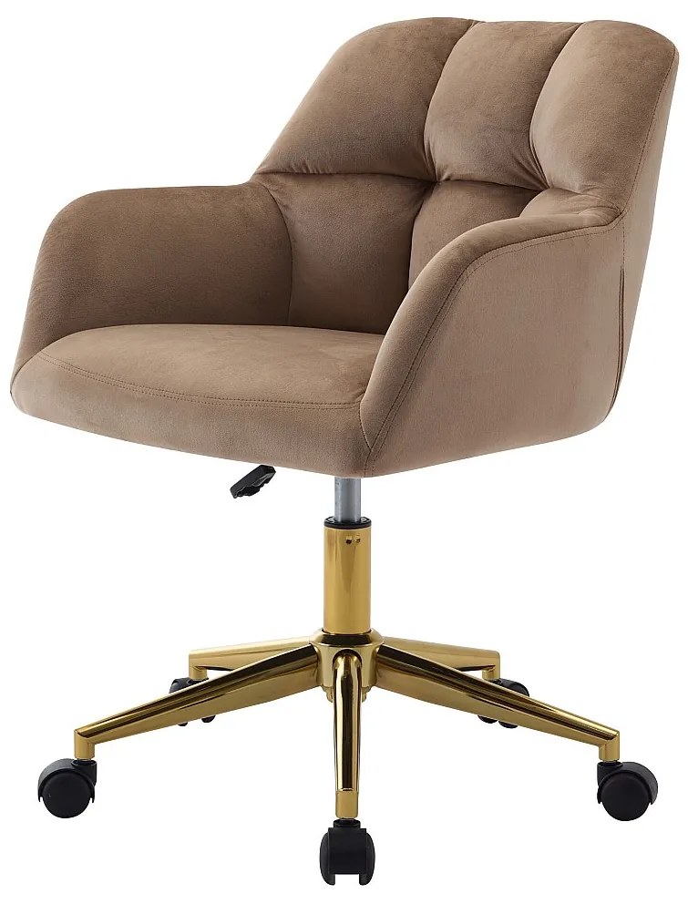 Krzesło biurowe - Welur - Beżowy i złoty - Regulowana wysokość - PEGA Pascala Morabito