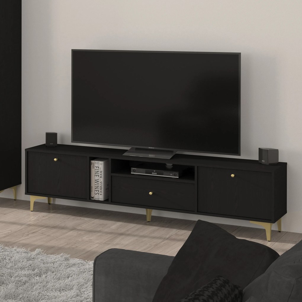 Szafka RTV stojąca TORINO 180 cm do Salonu pod Telewizor 1 Szuflada - Grafit