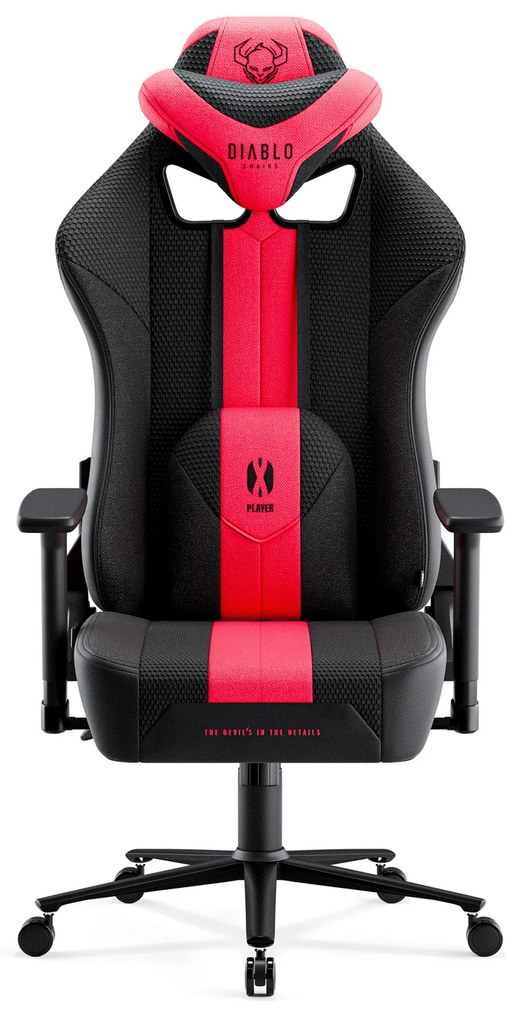 Materiałowy fotel gamingowy Diablo X-Player 2.0 King Size, karmazynowo-antracytowy