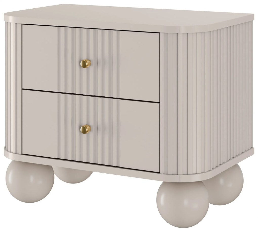 Zestaw szafek nocnych Vesper 56 cm - kaszmir / złote uchwyty / nogi kule