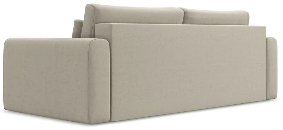 Beżowa aksamitna rozkładana/ze schowkiem sofa 238 cm Kapua – Makamii