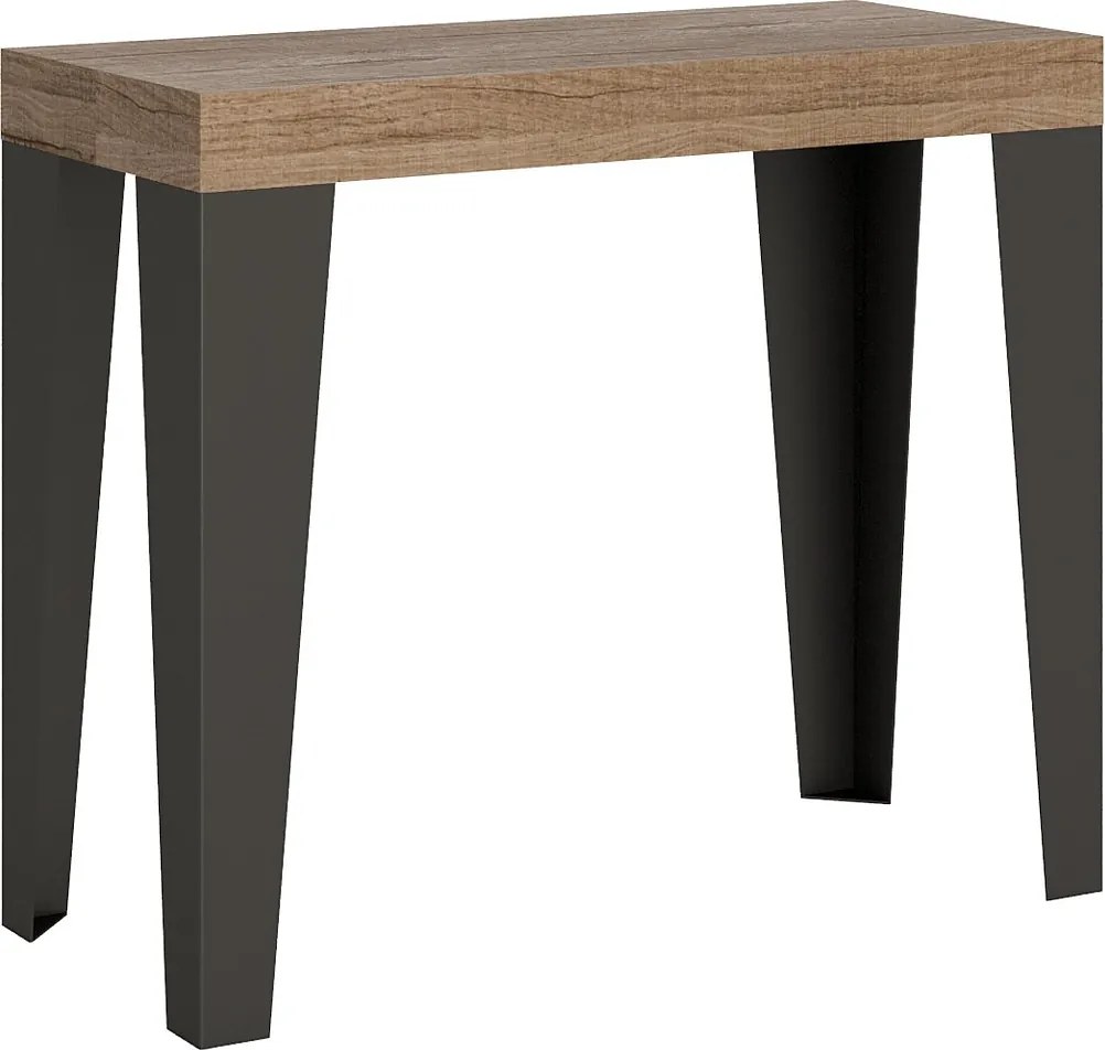 Konsola rozkładana 90x40/300 cm Flame Dąb naturalny rama w kolorze Antracytu