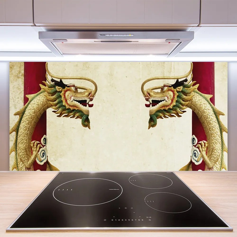 Panel Szklany do Kuchni Majestatyczny Smok W Chmurach