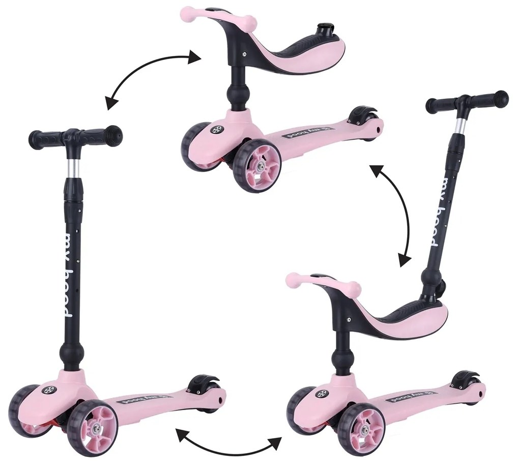 My Hood 505144 odpychacz wielofunkcyjny Kick' n'Ride, różowy