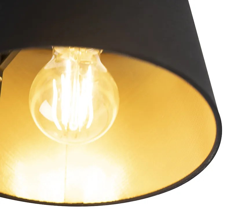 Lampa sufitowa z abażurem z bawełny czarna ze złotem 20 cm - Combi Black klasyczny/Antyczny Oswietlenie wewnetrzne