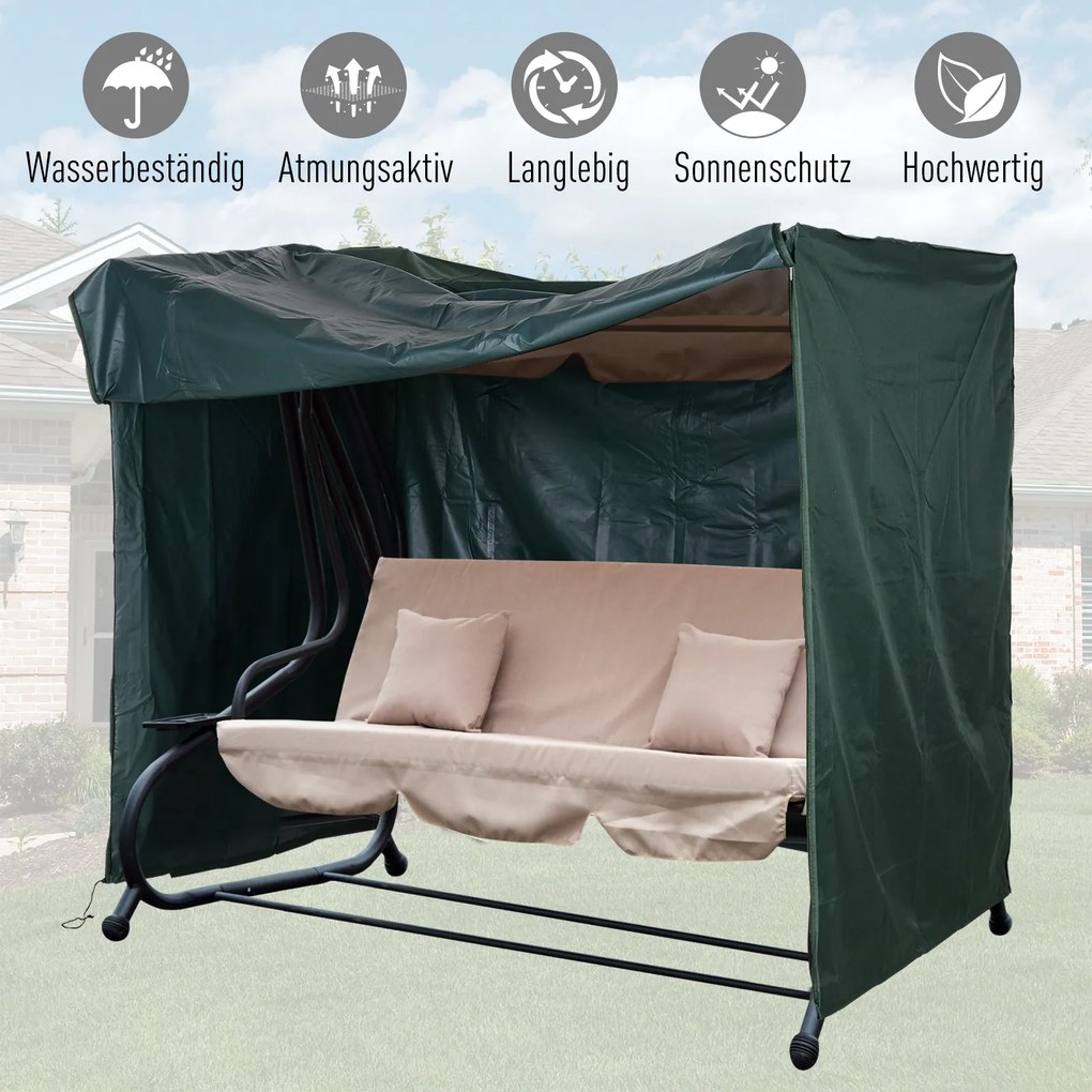 Outsunny Pokrowiec na Huśtawkę Ogrodową Zielony Wodoodporny Ochrona UV Tkanina Oxford 205x124x164cm | Aosom PL