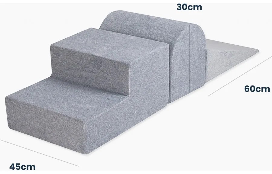 Piankowy zestaw do zabawy z suchym basenem 90x30cm/200 piłek 7cm, plac zabaw dla dziecka, 4 elementy, welurowy, ecru, piłki: białe, transparentne - meowbaby®
