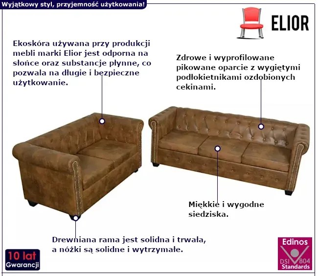 Zestaw 2 sof brązowe do salonu R8-R59