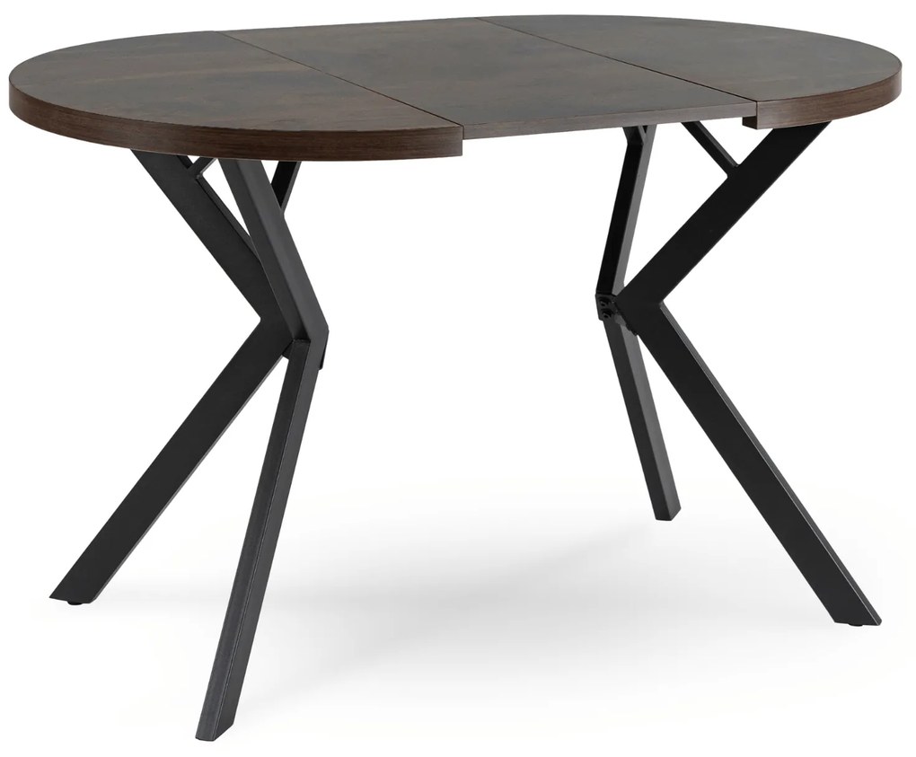 Stół Okrągły Rozkładany DORIAN 80-160 cm Orzech/Czarny Nowoczesny Loft