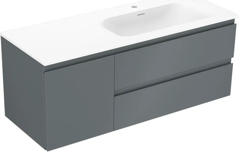 Mexen Orio szafka łazienkowa 120 cm z umywalką Vela prawą, 2S, 1D, grafit mat/biała mat - 91A13-12047-3-BBFFF66-W23P01