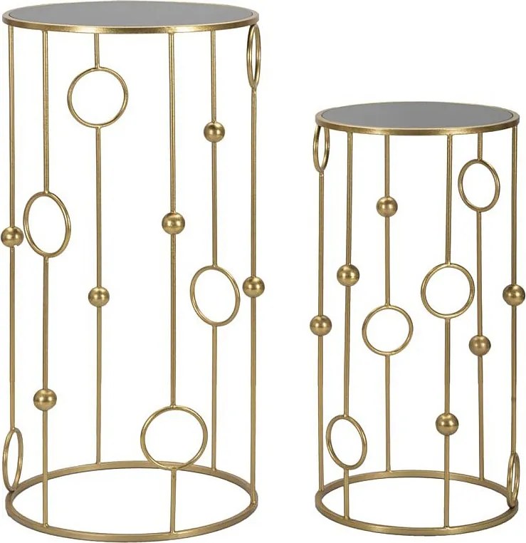 Zestaw Stolików Pomocniczych Kręgi 35, Złoto, 50x50x100 cm, Kendra Home