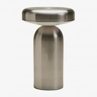 Bezprzewodowa Lampa Stołowa Led Do Użytku Zewnętrznego Z Żelaza Akita Szczotkowana Szarość - Sklum