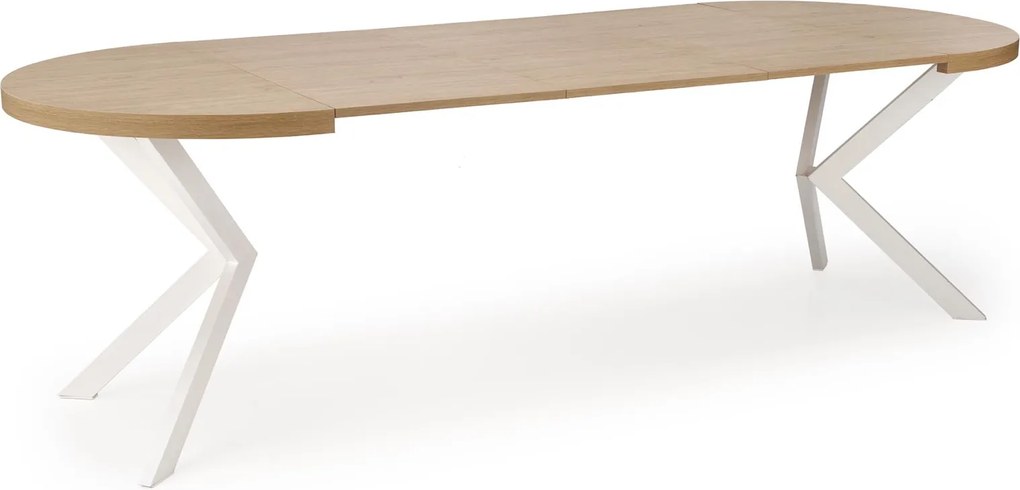 Okrągły rozkładany stół do jadalni Peroni dąb złoty / biały