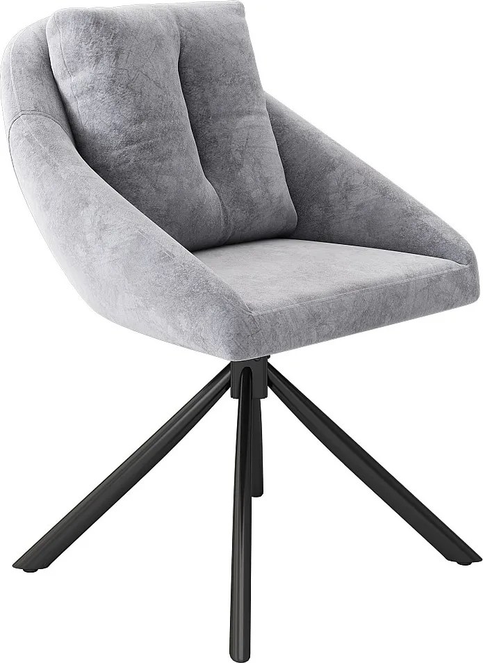 Zestaw 6 krzeseł do jadalni z aksamitu - 79 x 51,5 x 51,5 cm - Eleganckie i wygodne obrotowe - z poduszkami - Szare