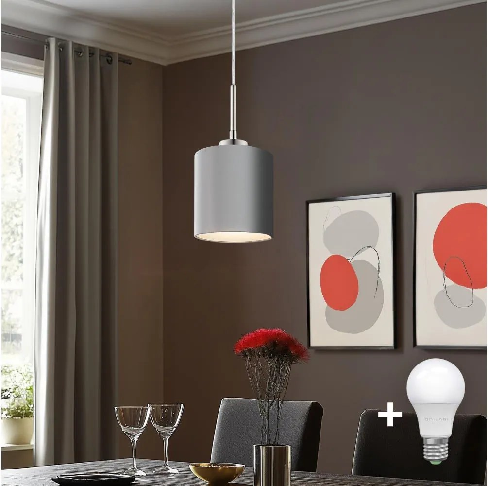 Eglo - Lampa wisząca LED TUNJA na przewodzie 1xE27/60W/230V szara