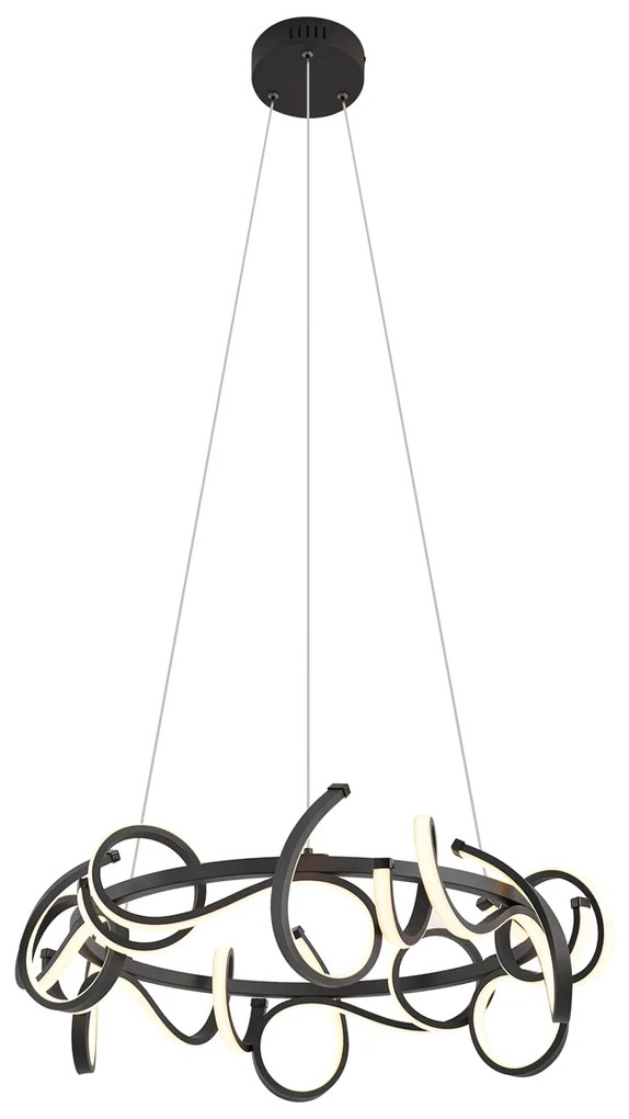 Designerska lampa wisząca czarna okrągła z 3-stopniowym ściemnianiem - Krisscross Nowoczesny Oswietlenie wewnetrzne