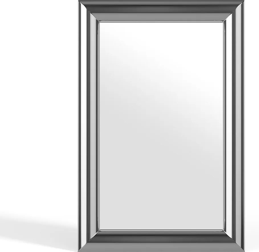Lustro ścienne prostokątne z metalu  - dł. 80 x wys. 120 cm - Chromowane - BORAYA