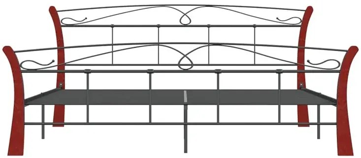 Metalowe łóżko małżeńskie czarny + ciemny dąb 140x200 cm - Elistro