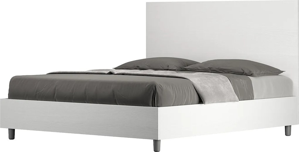 Łóżko wyposażone w stelaż z listwami 160x200 frassino biała New Egos