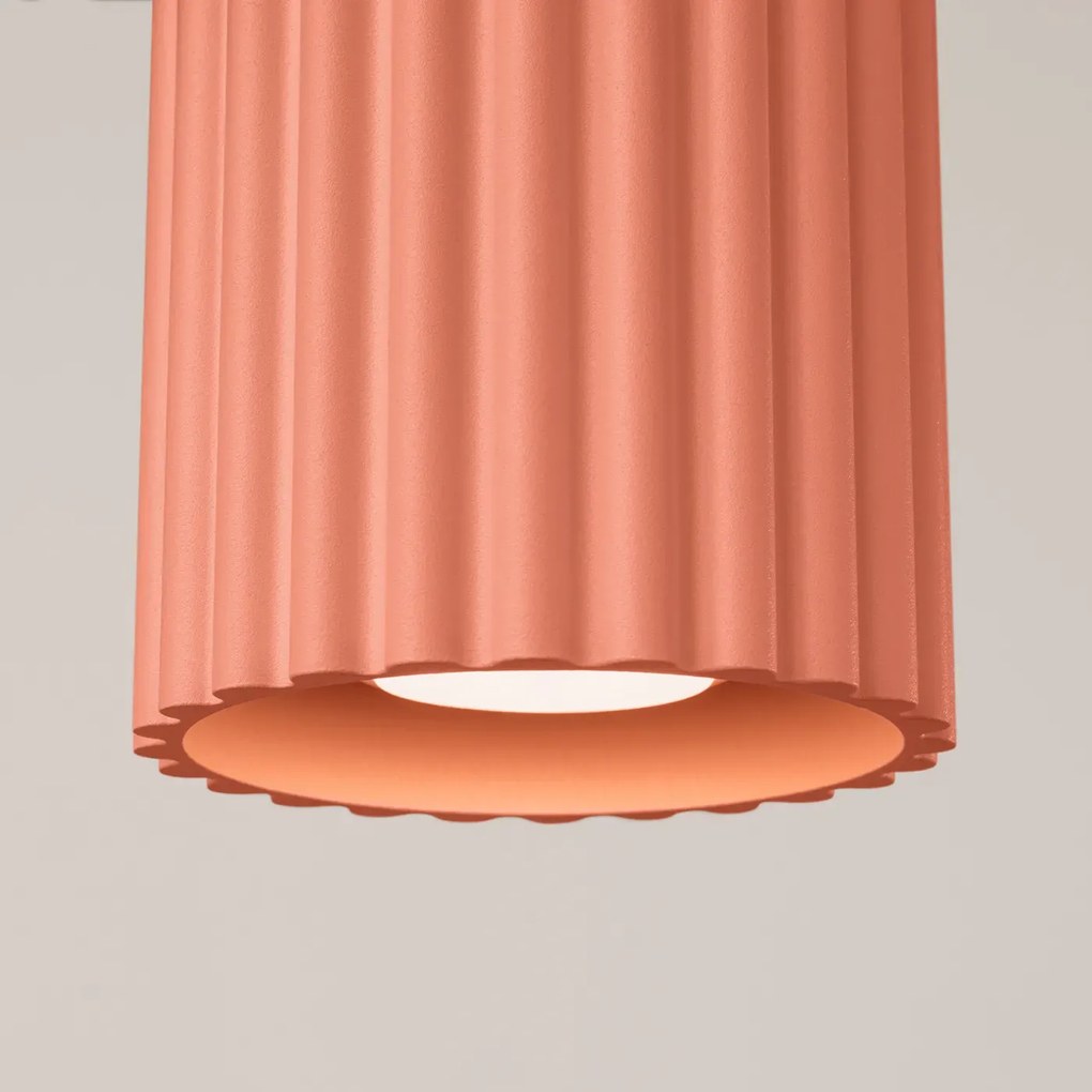 Plafon AURA 1 brzoskwiniowy GU10 ryflowany SOLLUX  LIGHTING