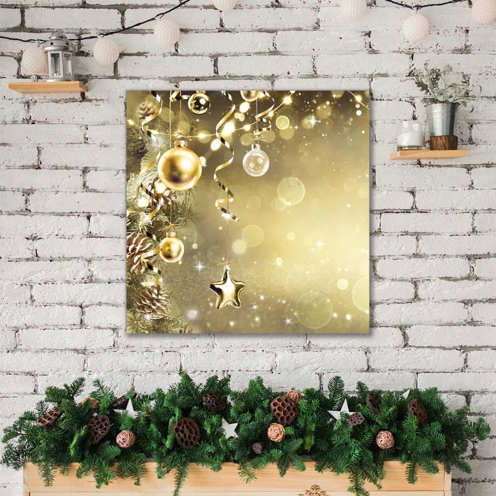 Obraz na Płótnie Złote Bombki Święta Dekoracje