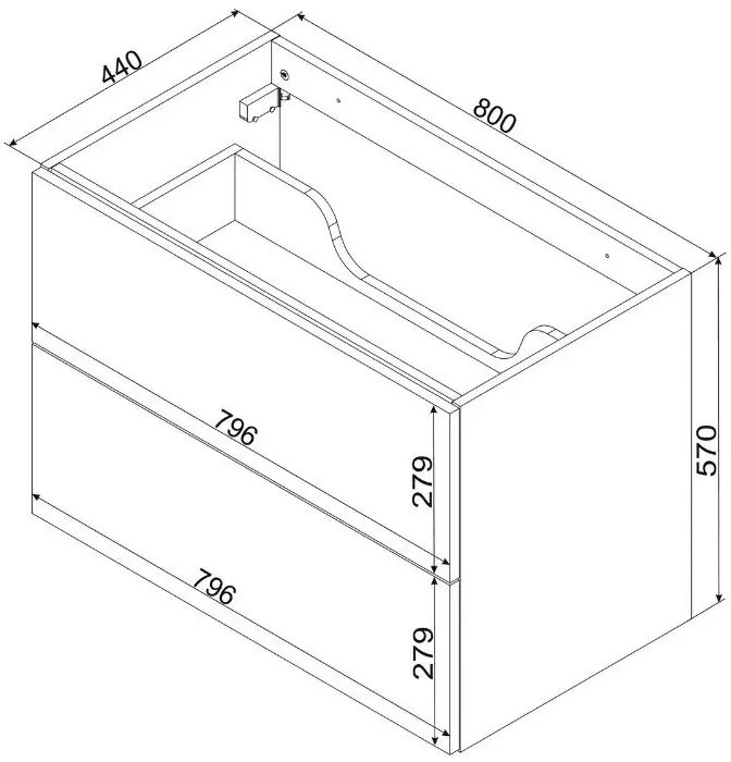 Szafła pod umywalkę z szufladami złoty dąb 80cm - Gofido 11X