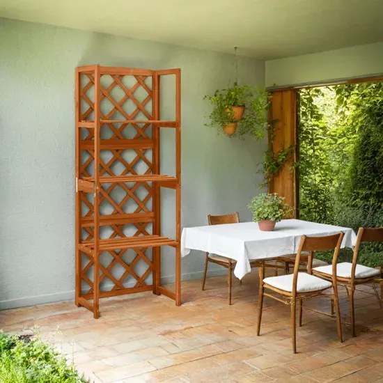 Brązowy regał z półkami na kwaity F8-T51