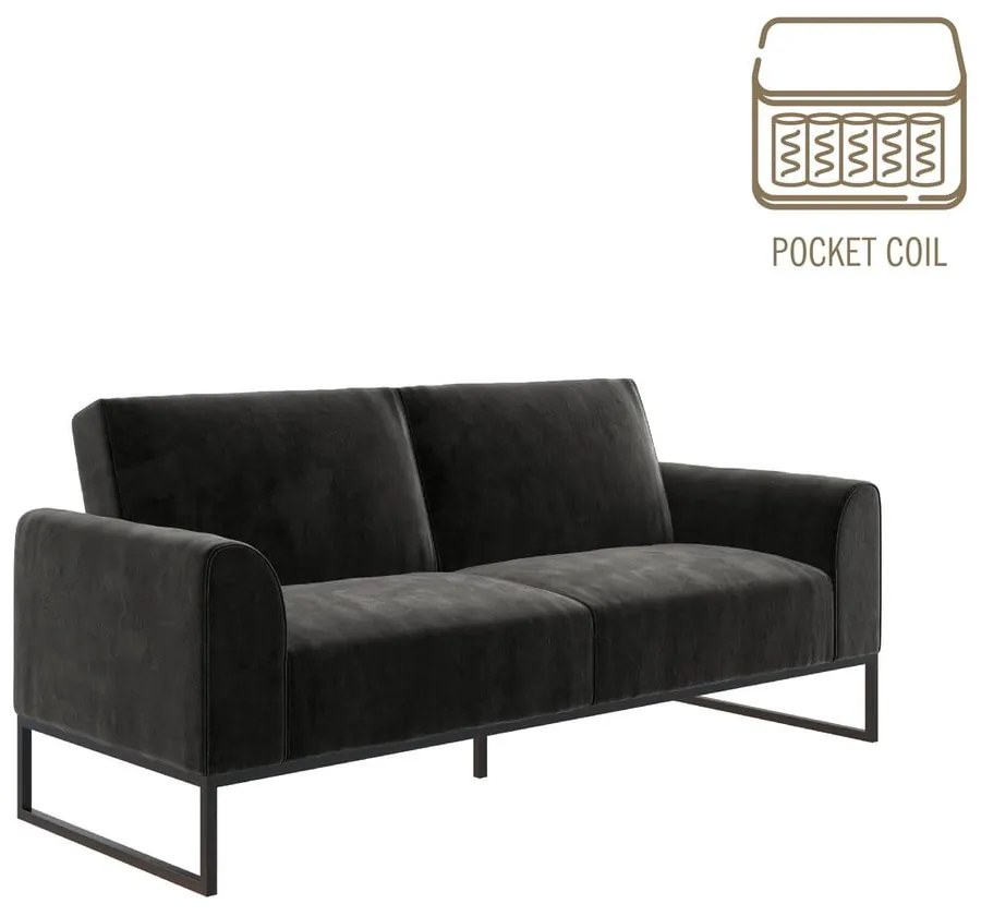 Czarna sofa rozkładana 217 cm Adley – CosmoLiving by Cosmopolitan